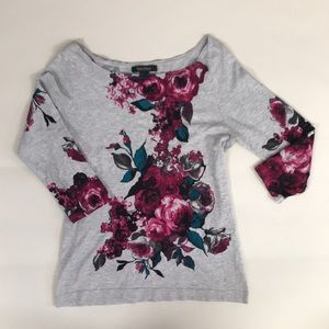 Quarter Length Sleeve Floral Sweater